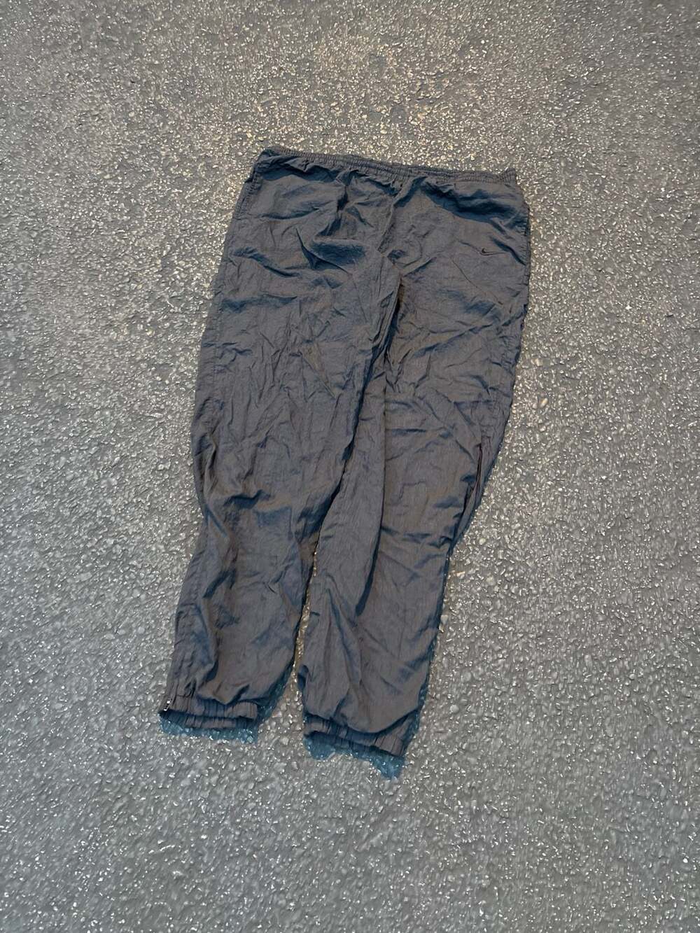 Vintage 90s Nike Nylon Track Pants Black Lined Zip Ankle Size XL